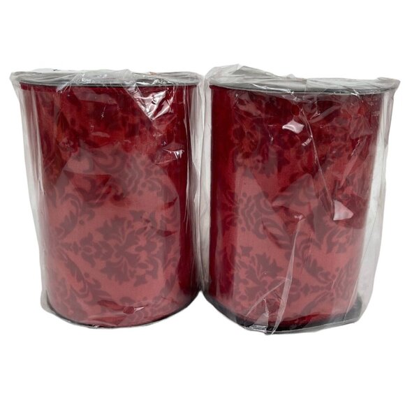 D Stevens Fine Wired Ribbon Red Flocked Damask  5” X 10yd NIP Christmas 2 Rolls - Picture 2 of 3